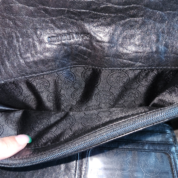 Michael Kors Black Envelope Clutch with Metal Trim - Picture 6 of 8